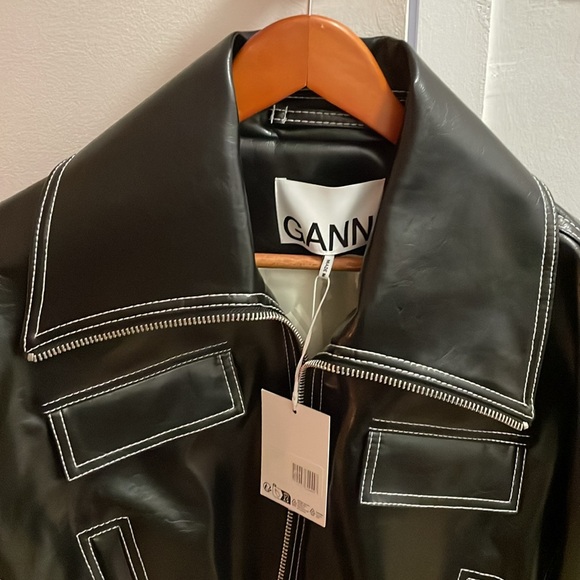 Ganni Women's Black Leather Jacket - Picture 3 of 5
